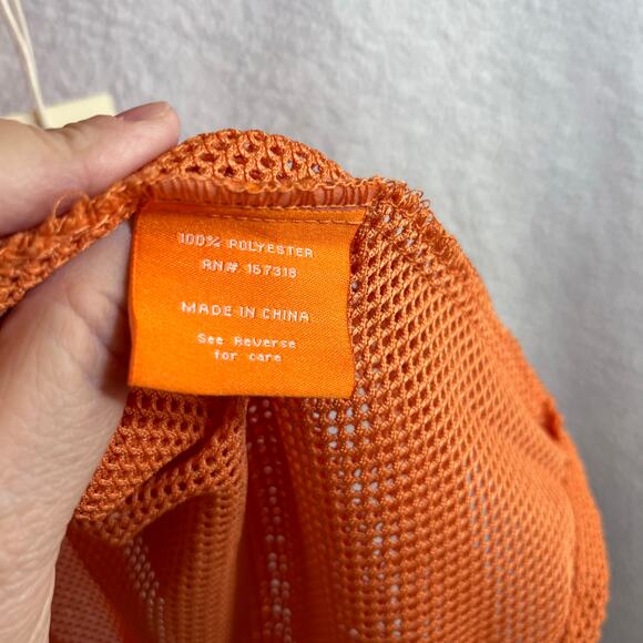 NEW Negative Space Orange mesh button down men’s shirt with tags summer beach - Picture 5 of 7